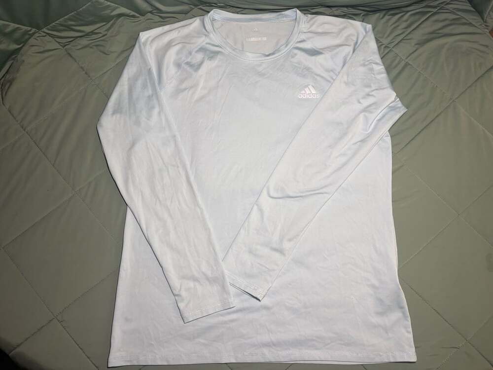 Adidas Golf Long Sleeve Shirt Size L Light Blue Athletic Top